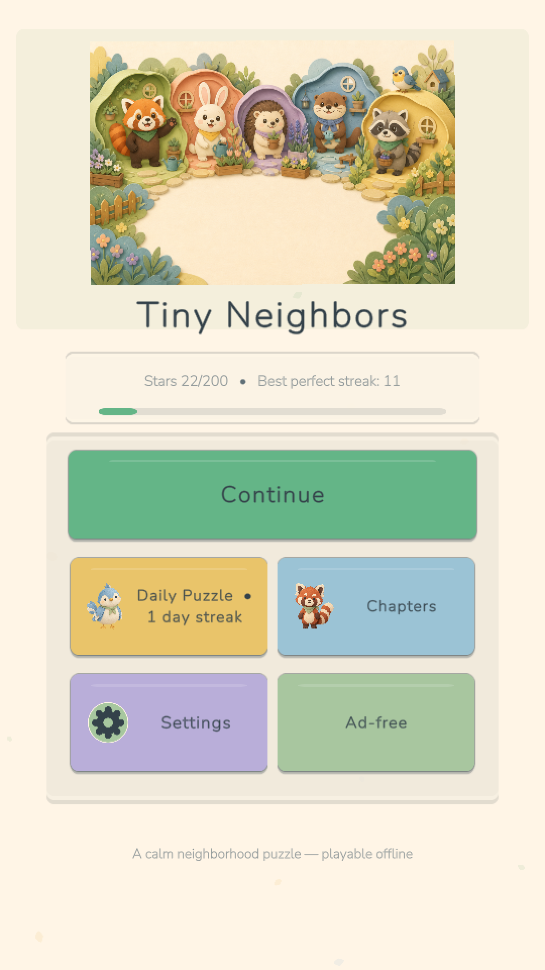 Tiny Neighbors home screen